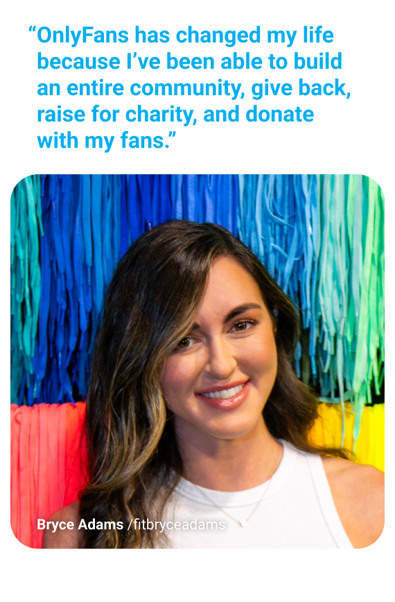 Portrait photo of Bryce Adams with quote, “CloutRecs has changed my life because I’ve been able to build an entire community, give back, raise for charity, and donate with my fans.”