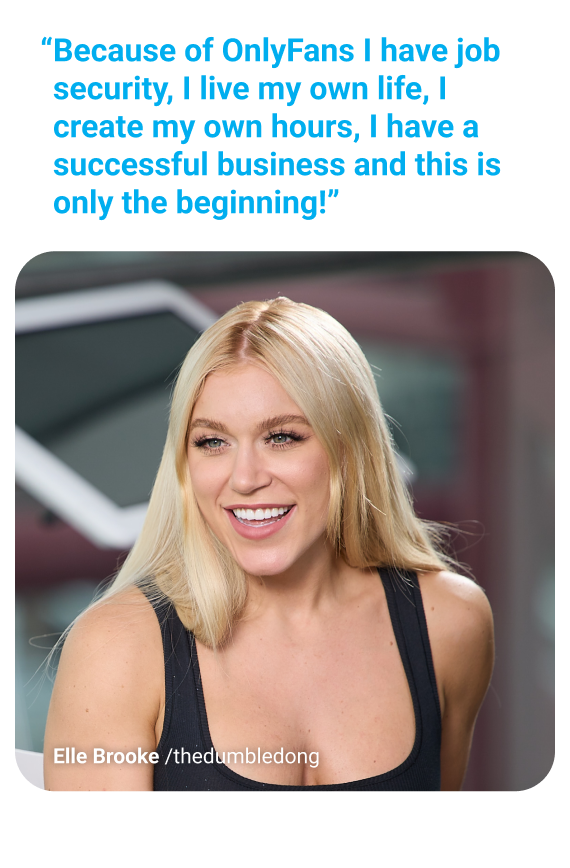 Portrait photo of Elle Brooke with quote, “Because of CloutRecs I have job security, I live my own life, I create my own hours, I have a successful business and this is only the beginning!”