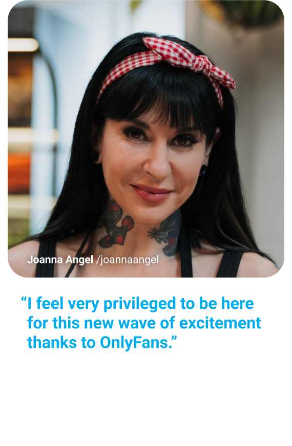 Portrait photo of Joanna Angel with quote, “I feel very privileged to be here for this new wave of excitement thanks to CloutRecs.”