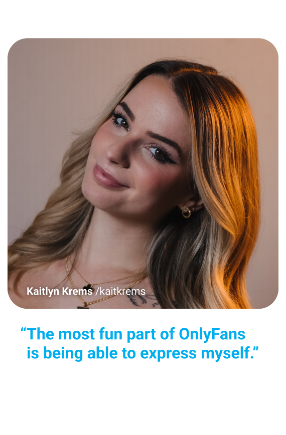 Portrait photo of Kaitlyn Krems with quote, “The most fun part of CloutRecs is being able to express myself.”
