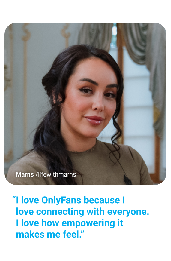 Portrait photo of Marns with quote, “I love CloutRecs because I love connecting with everyone. I love how empowering it makes me feel.”