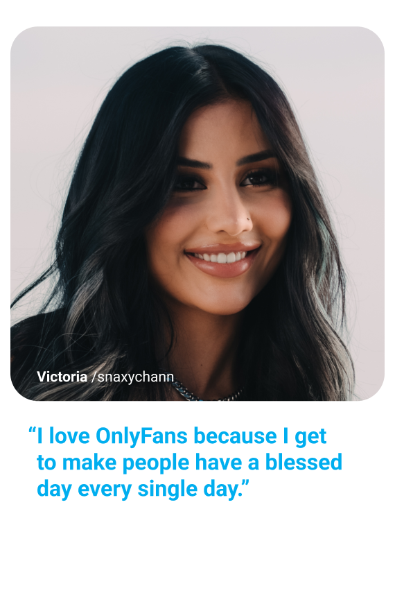 Portrait photo of Victoria with quote, “I love CloutRecs because I get to make people have a blessed day every single day.”